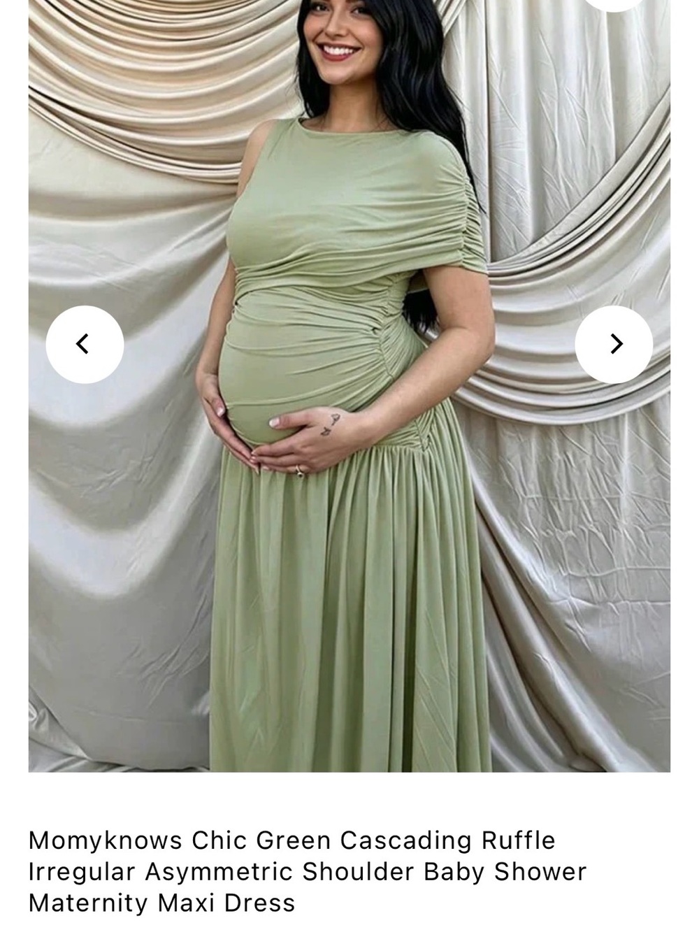 Chic Green Asymmetric Maternity Maxi Dress